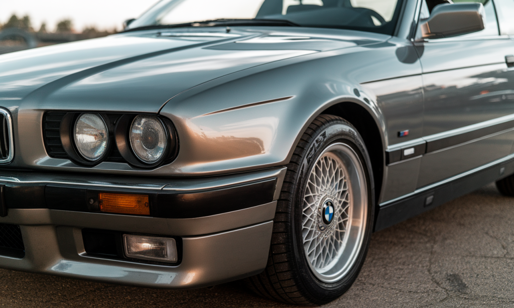 BMW E34 d'occasion stationnée sur une route