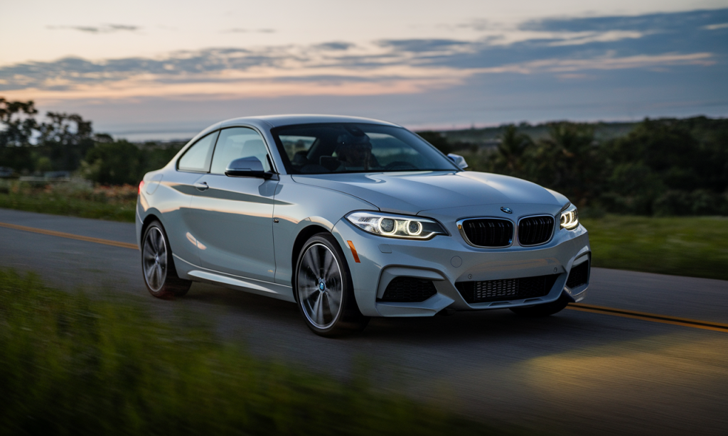 BMW M235i d'occasion, voiture sportive de couleur bleue