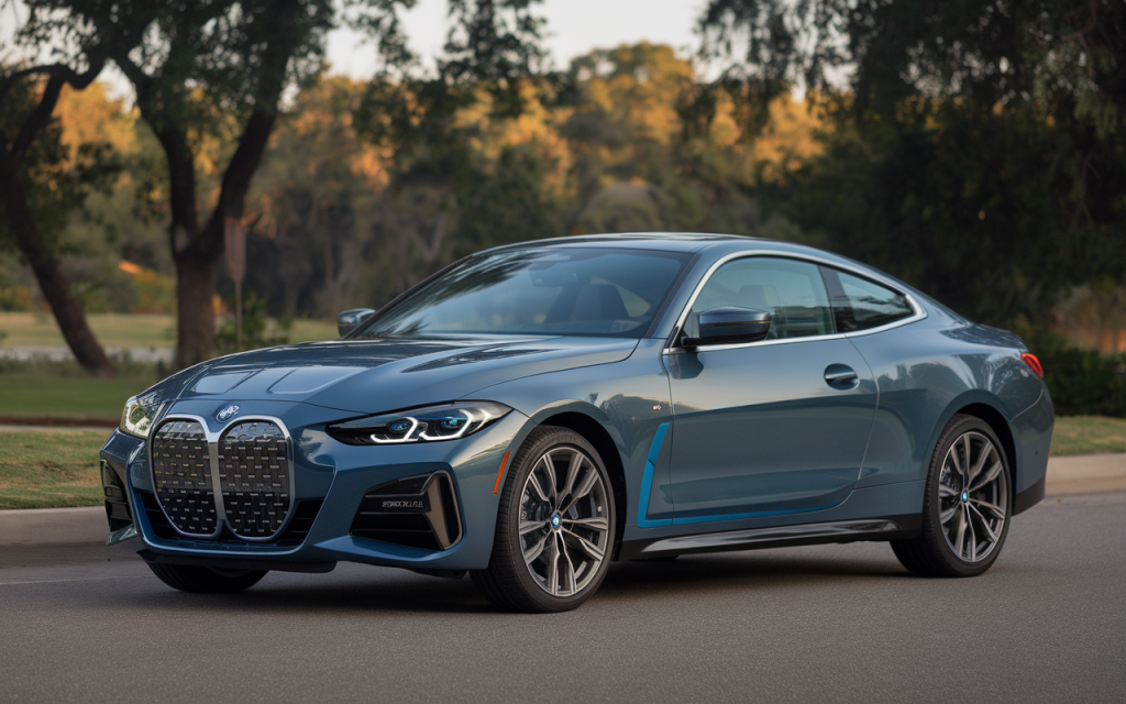 Vue latérale d'une BMW Série 4 Coupé de couleur noire