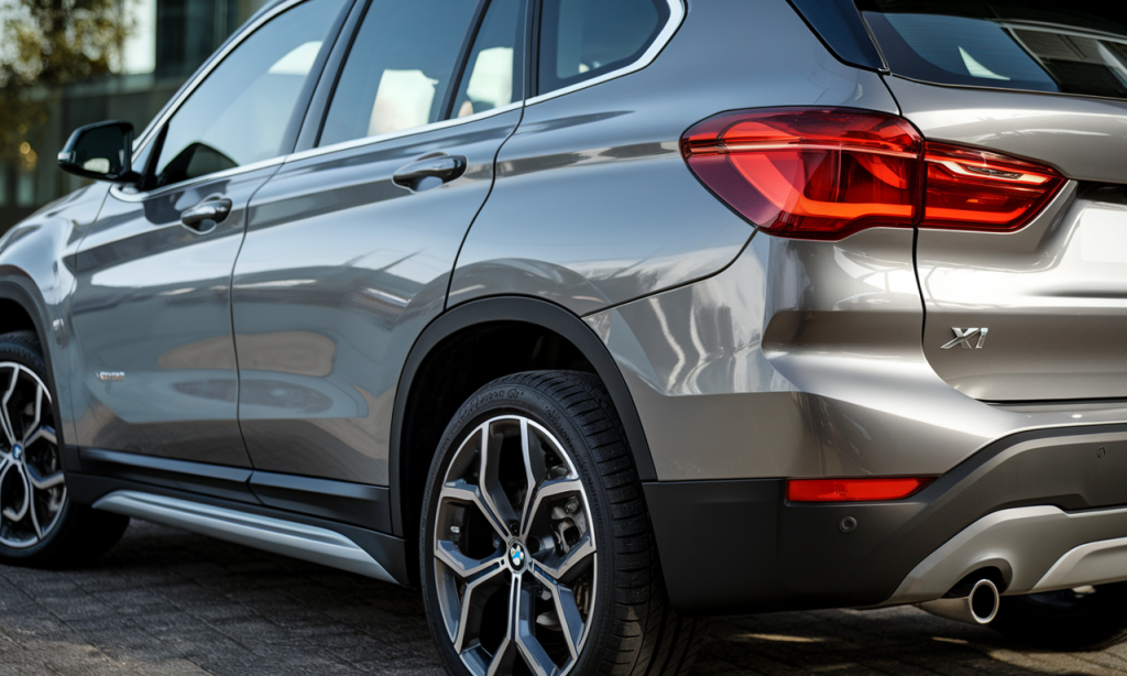 BMW X1 stationné sur une route panoramique