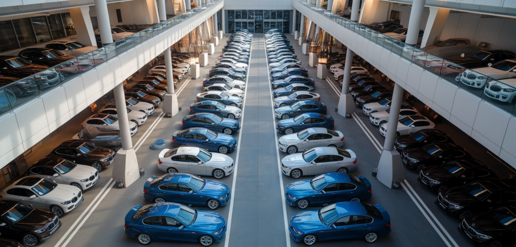 Vue extérieure d'un garage BMW situé dans le 15e arrondissement de Paris