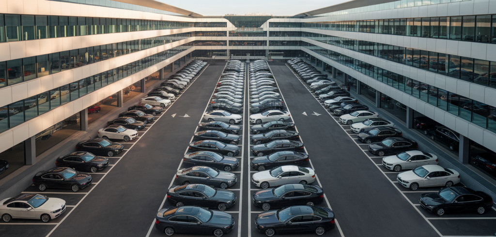 Vue extérieure d'un garage BMW situé dans le 15ème arrondissement de Paris