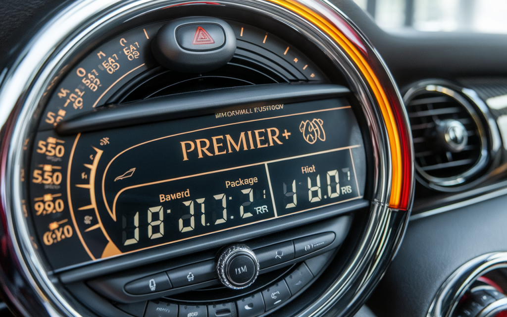 Vue latérale d'une Mini Cooper rouge sur route