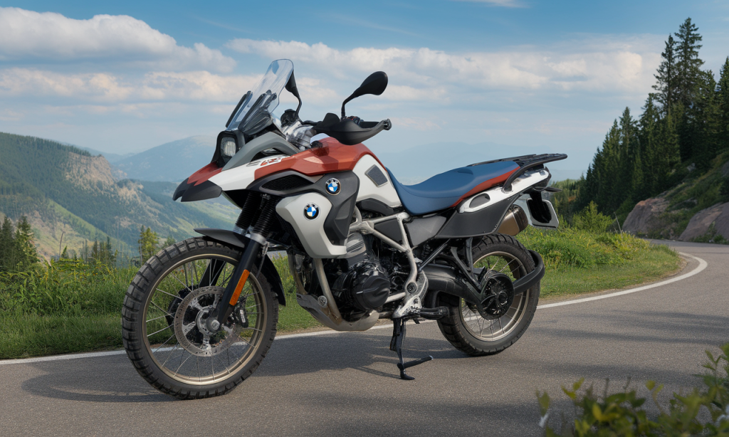 Moto BMW F800GS d'occasion stationnée en extérieur