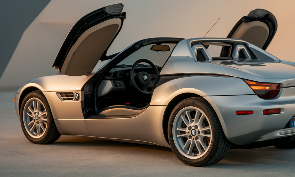 BMW Z1 rouge d'occasion avec ses portes rétractables emblématiques
