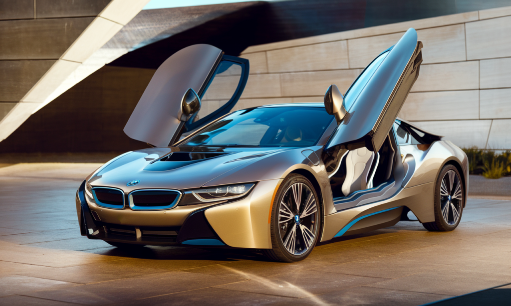 Vue de la BMW i8, voiture de sport hybride rechargeable