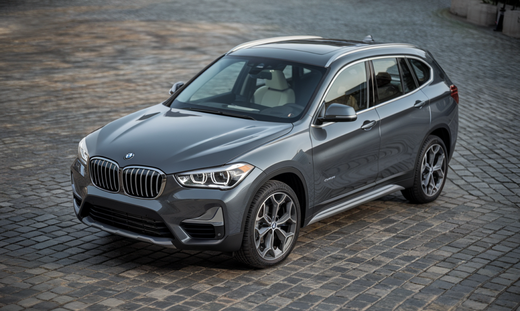 BMW X1 stationnée sur une route panoramique