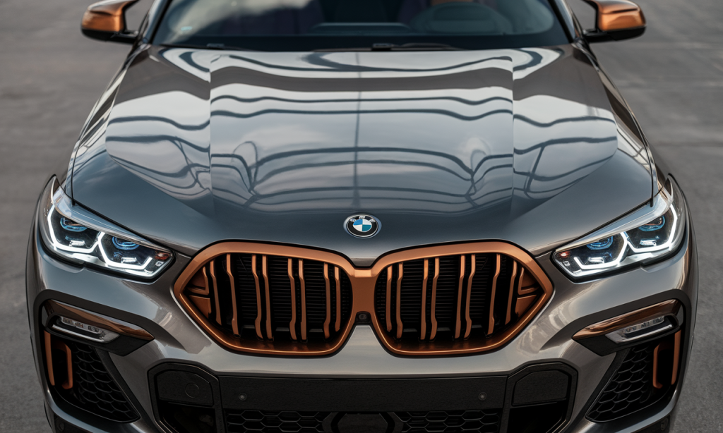 BMW X6 stationnée sur une route avec un paysage en arrière-plan