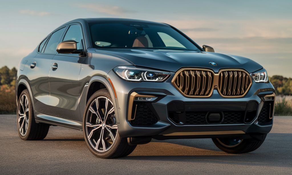 Un BMW X6 stationné sur une route panoramique