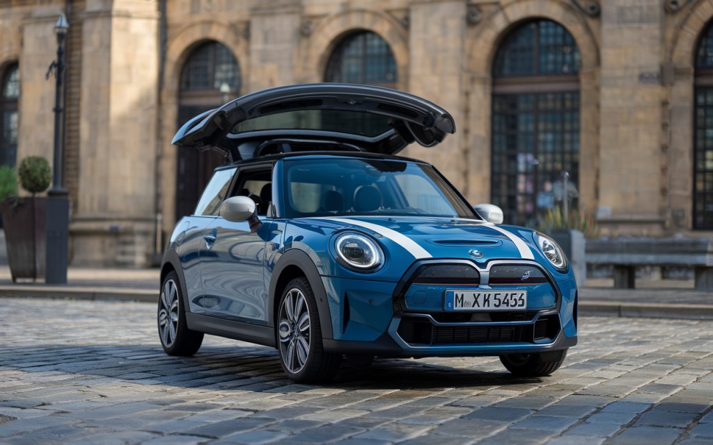 Voiture BMW Mini Cooper compacte et élégante garée en extérieur