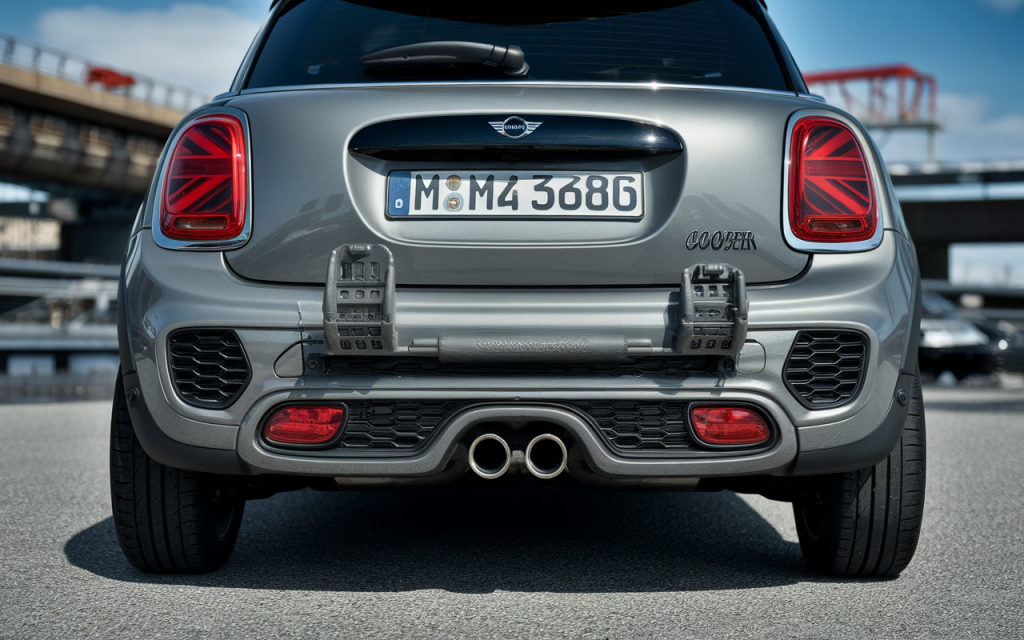 Système d'échappement d'une Mini Cooper vu de dessous