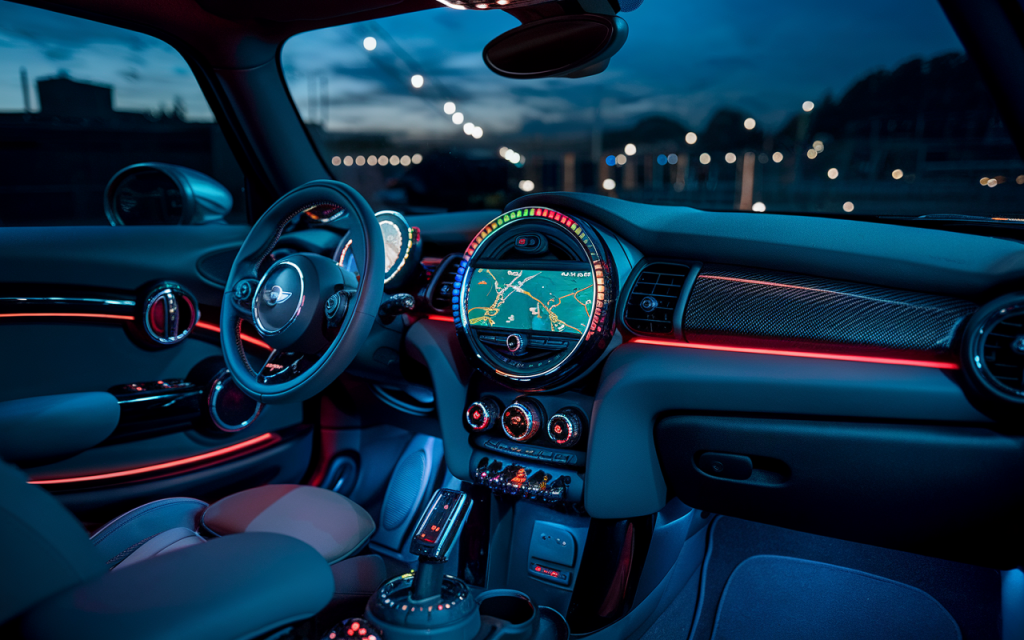 Écran tactile intégré dans une Mini Cooper