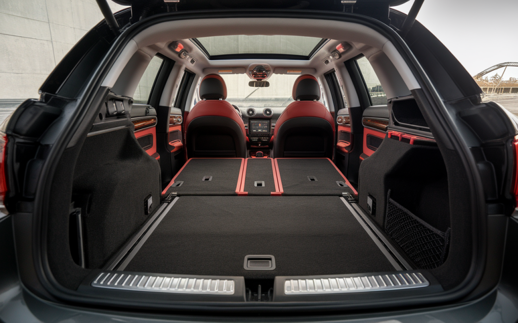 Vue latérale de la Mini Cooper Clubman stationnée sur une route de campagne