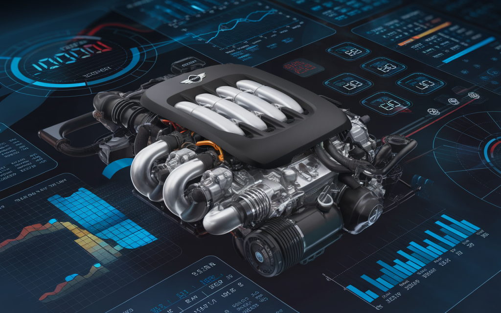 Vue détaillée du moteur d'une Mini Cooper moderne