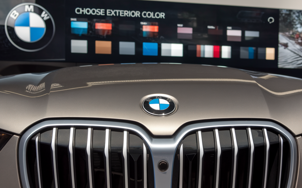 Interface du configurateur BMW avec options de personnalisation du véhicule