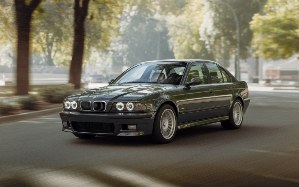 Vue latérale d'une BMW E39, une berline allemande classique