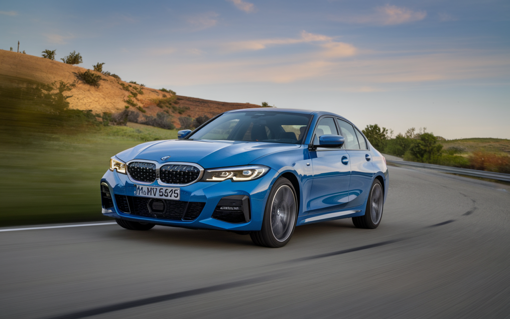 Vue latérale de la BMW Série 3 M Sport en extérieur
