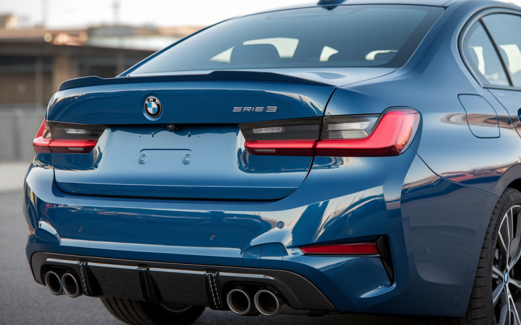 Vue de face d'une BMW Série 3 garée en extérieur