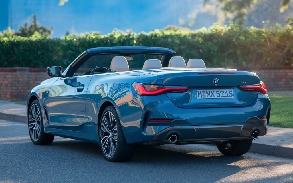 Vue de profil d'une BMW Série 4 garée en extérieur