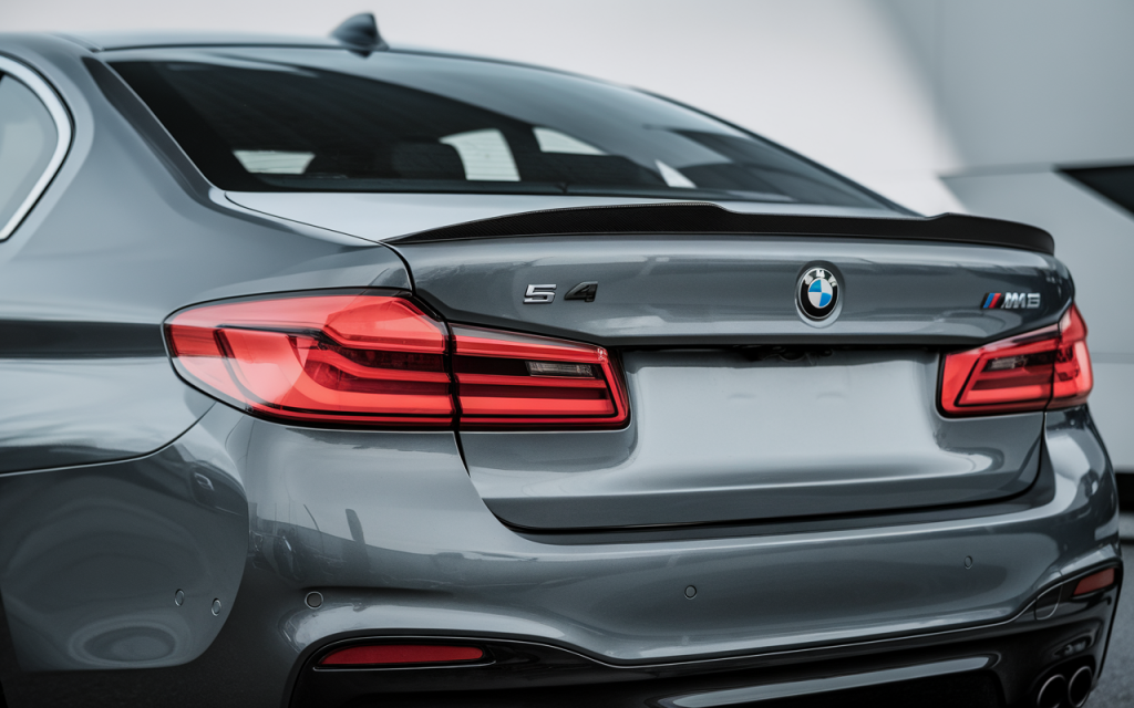 Vue latérale d'une BMW Série 5 garée sur une route panoramique