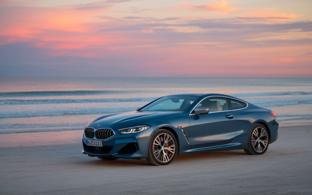 Vue latérale d'une voiture BMW moderne de couleur noire
