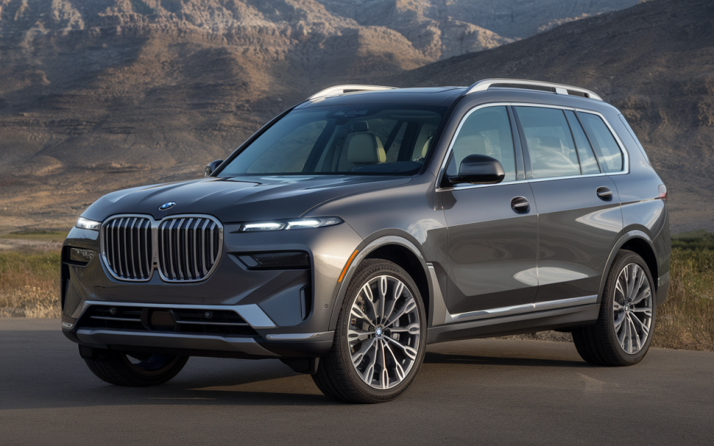 SUV de luxe BMW X7 stationné sur une route panoramique