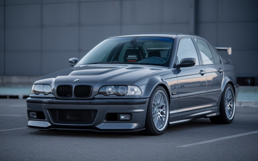 BMW 3 Series car equipped with a custom body kit