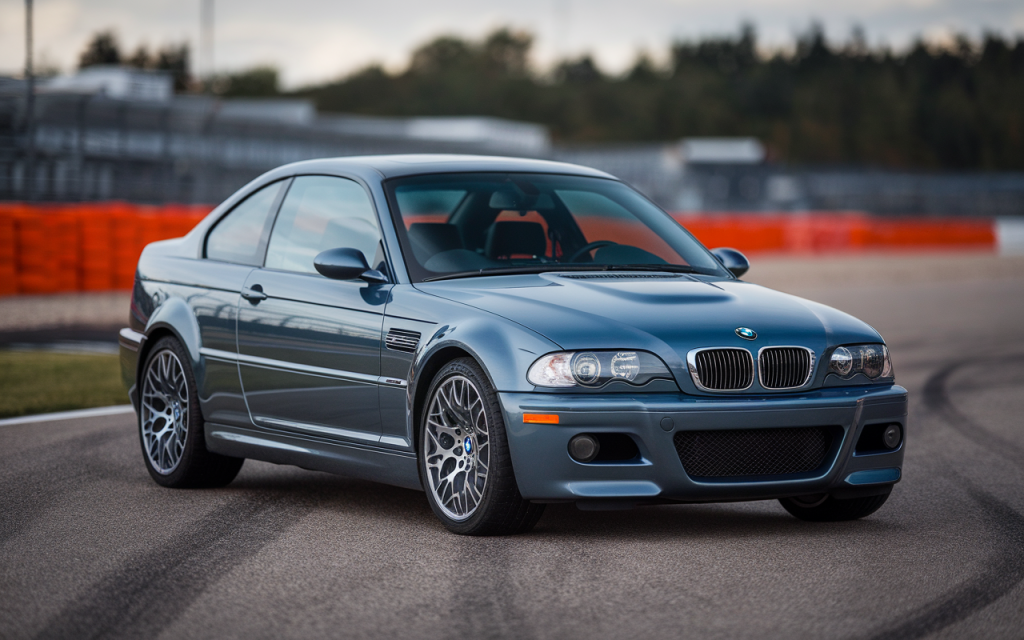 Voiture BMW Série 3 E46 garée sur la route