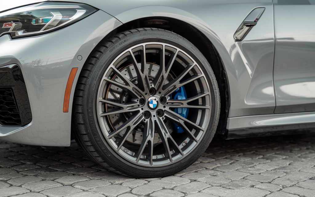 Vue détaillée d'une jante en alliage pour BMW Série 3