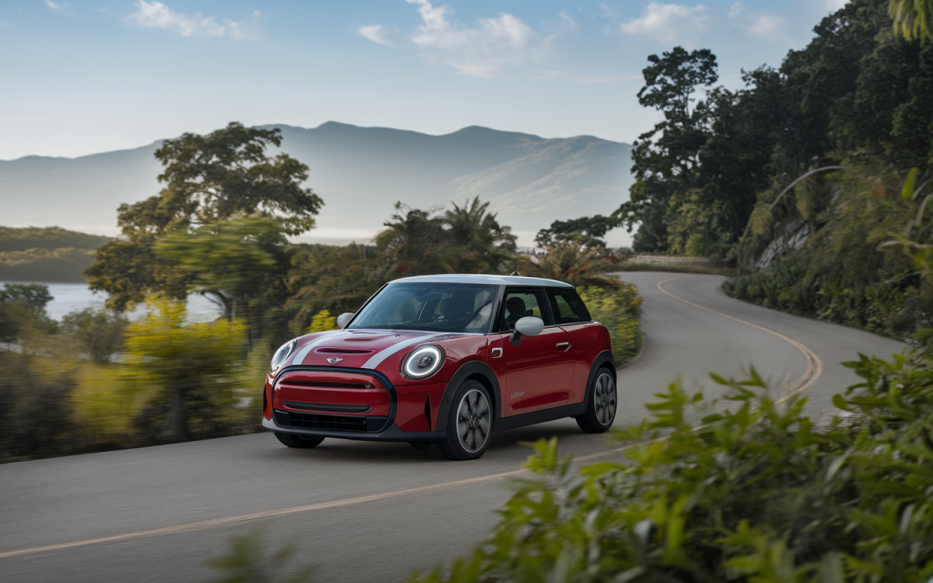 Vue de la Mini Cooper 2024, une voiture compacte au design moderne