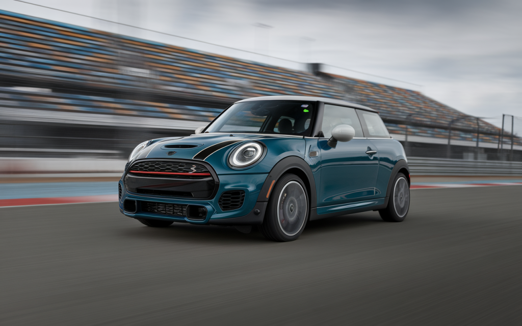 Vue latérale d'une Mini Cooper D garée en ville