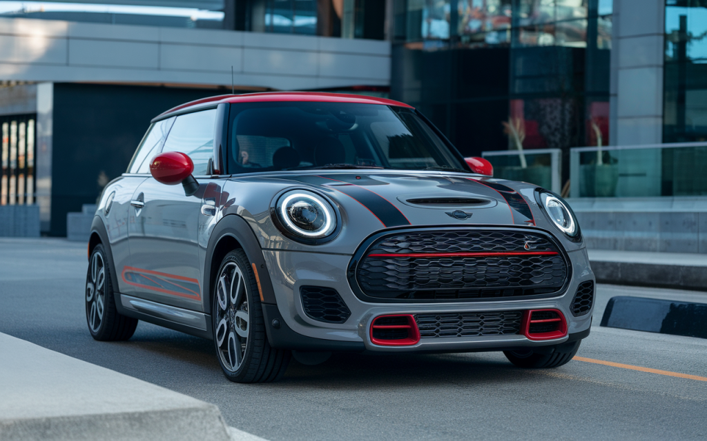 Vue de la Mini Cooper JCW, une citadine sportive compacte