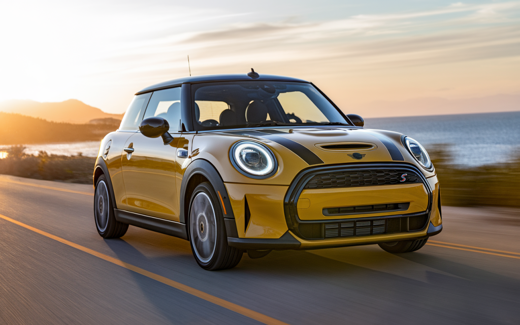 Vue latérale d'une Mini Cooper S rouge garée en ville