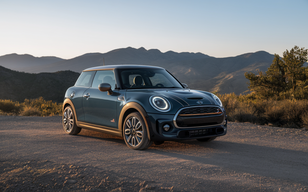 Vue latérale d'une Mini Cooper S rouge garée en ville