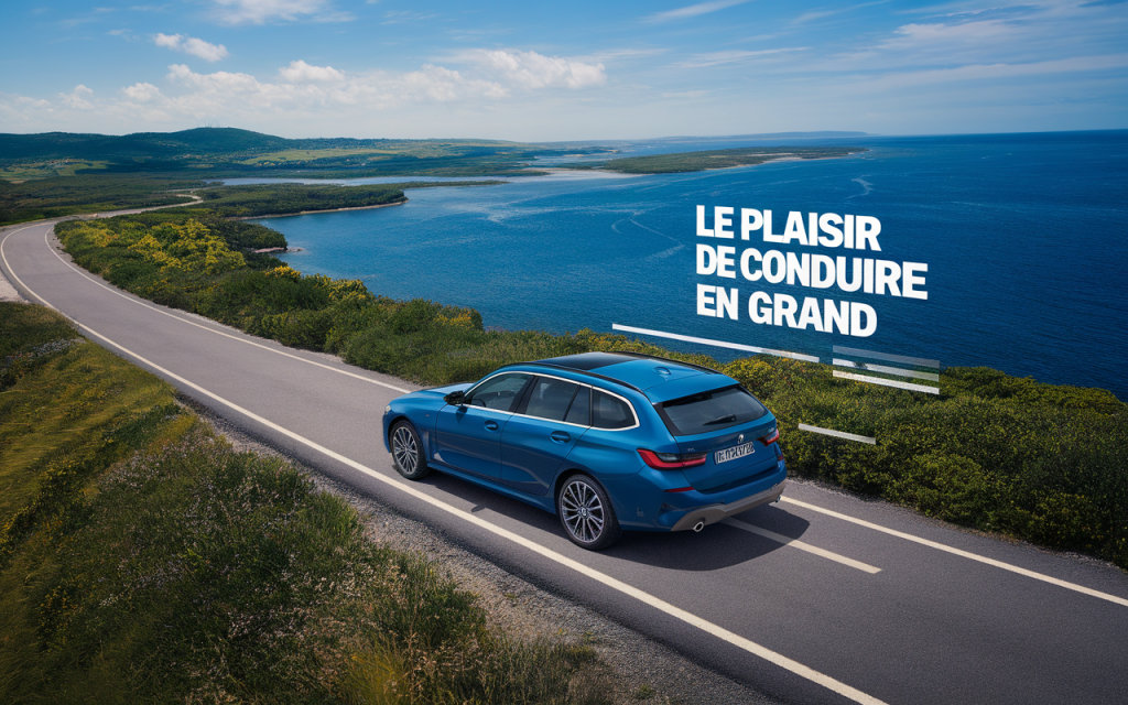Vue latérale d'une BMW Série 3 Touring stationnée