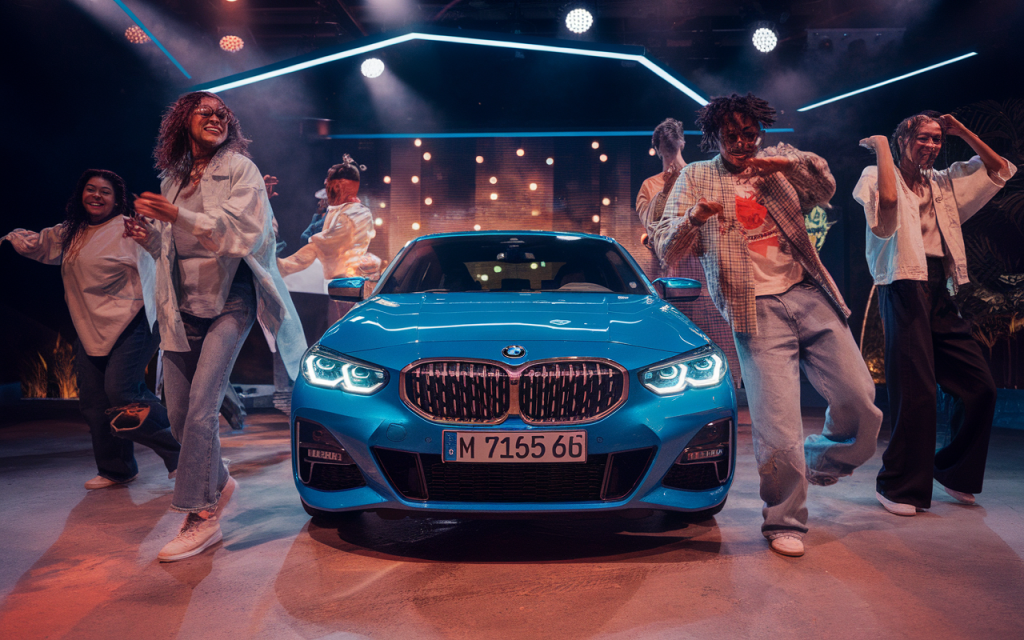 Vue de la BMW 118i, une voiture compacte élégante de la marque BMW