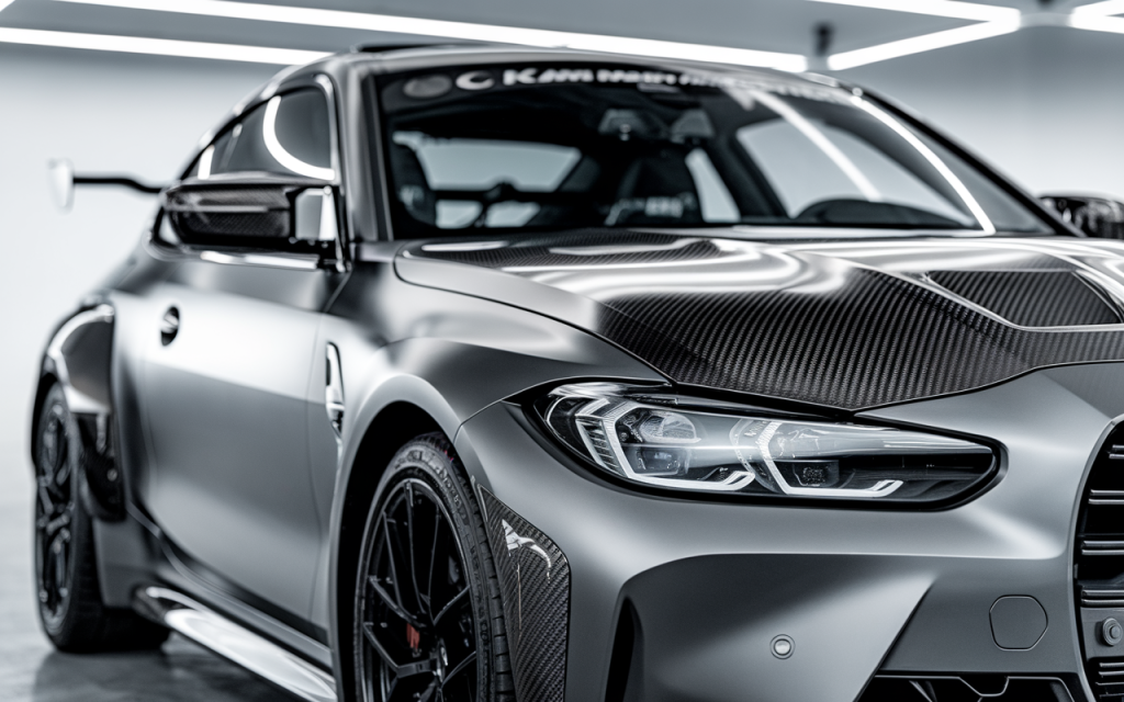 Voiture BMW avec finition carbone élégante