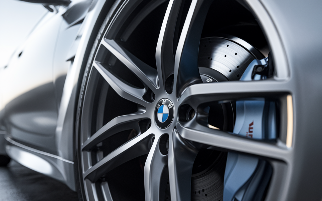 Voiture BMW équipée de jantes sport brillantes