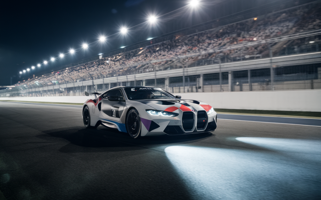 Voiture de course BMW participant aux 24 Heures du Mans