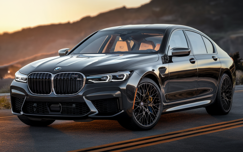 Vue latérale de la BMW M7, berline sportive de luxe