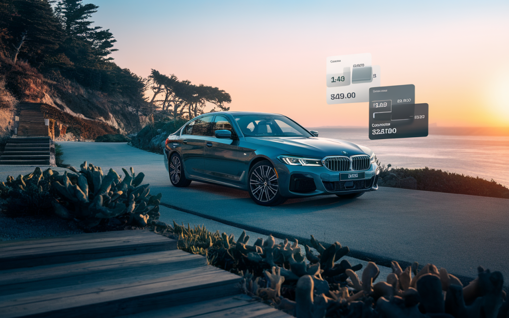 Modèle de voiture BMW avec indication de prix