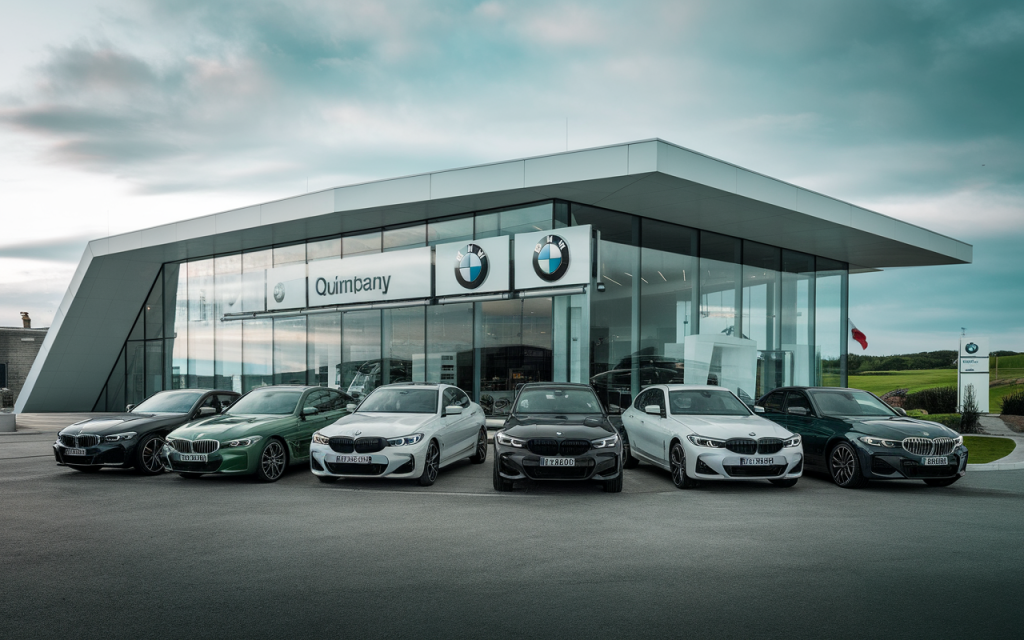 Concessionnaire BMW à Quimper avec plusieurs voitures en exposition