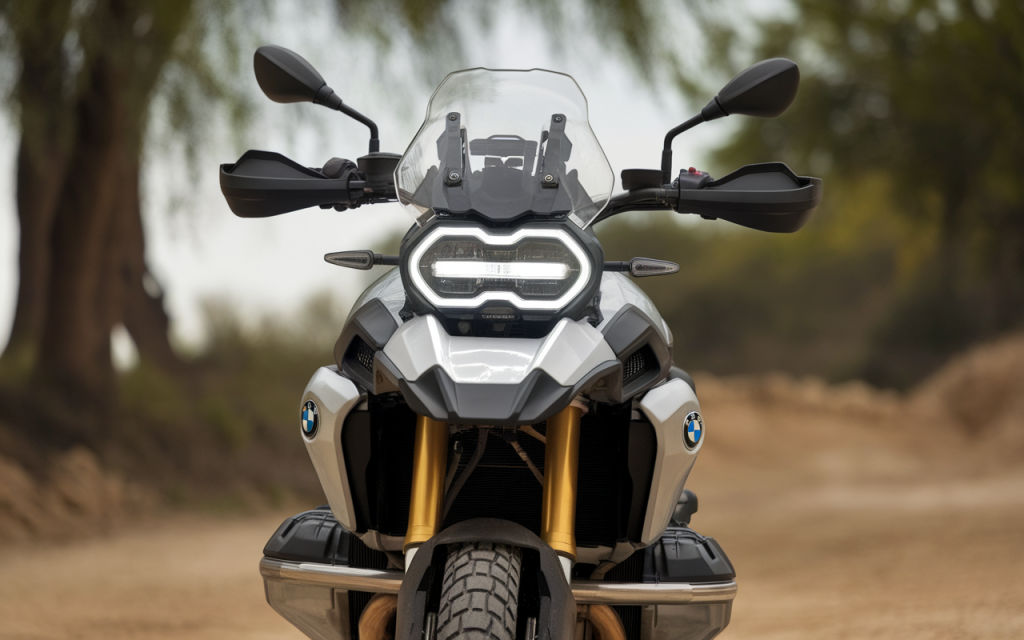 Moto BMW RG1200 stationnée sur une route de montagne