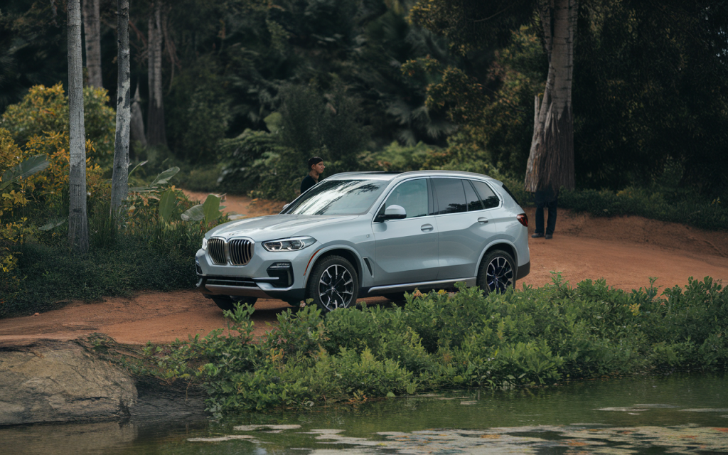 Vue latérale du SUV BMW X5 de couleur noire