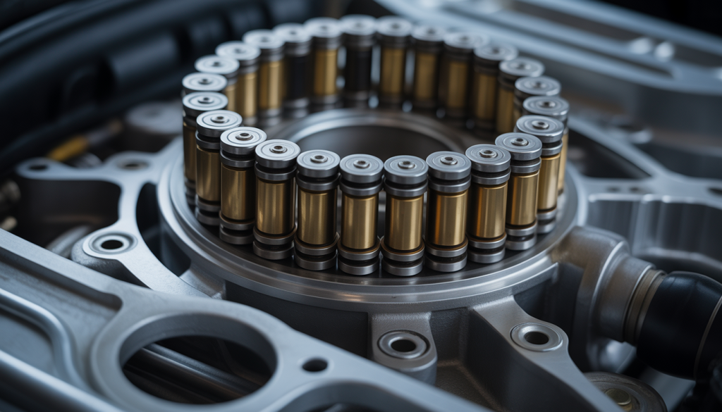 Gros plan macro d'une chaîne de distribution BMW sur moteur