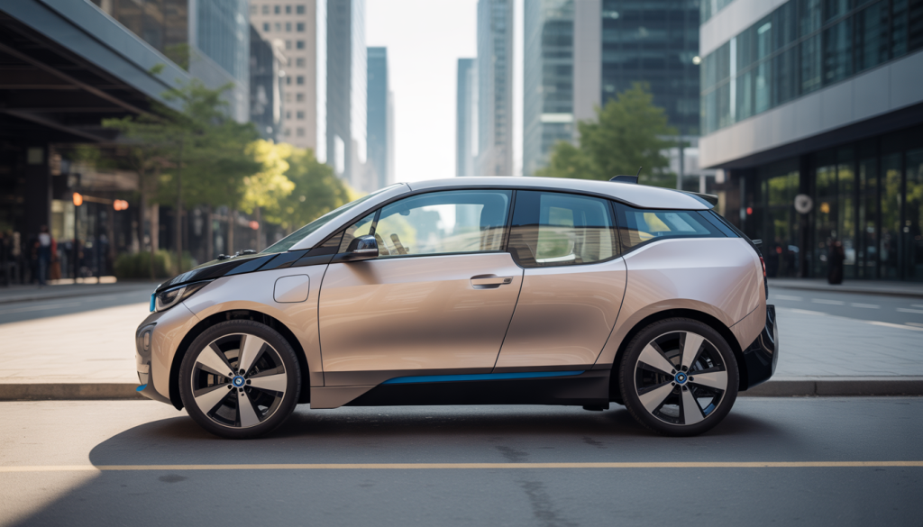 Voiture électrique BMW i3 moderne stationnée dans un décor urbain