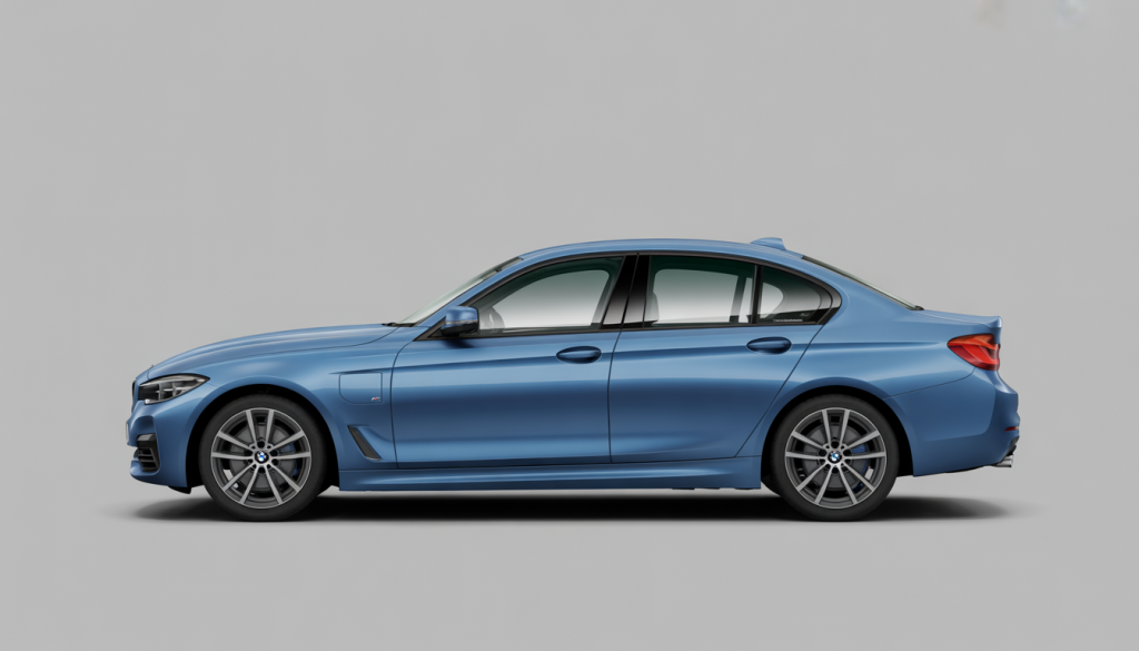 Vue latérale de la BMW F30 avec design fluide et moderne