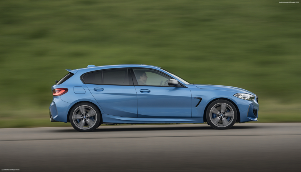 BMW M140i F20 roulant à vive allure, vue dynamique