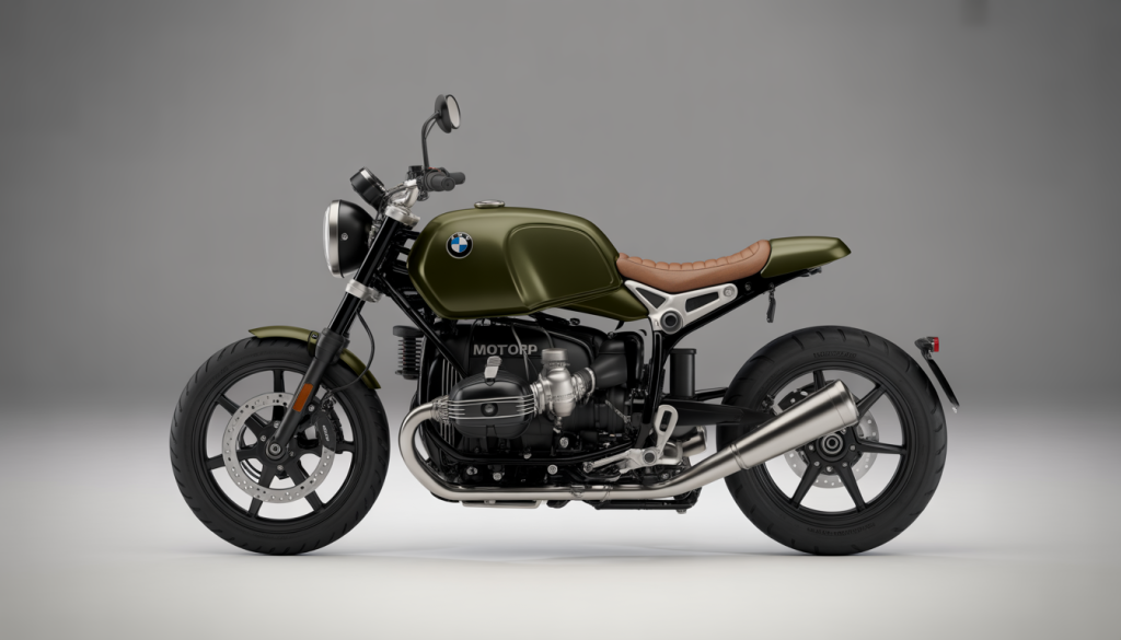 BMW Motorrad : Un Résumé Détaillé 6 Photographie studio d'une moto BMW Motorrad moderne avec des éléments CGI