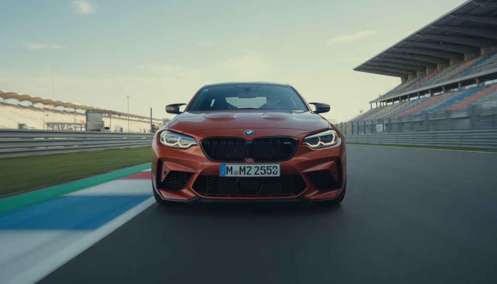 BMW M2 Competition roulant à grande vitesse sur circuit